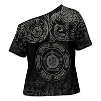 Viking Pride of Yorkshire Cross Shoulder Shirt Black Odin’s Ravens Nordic - Wonder Print Shop