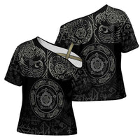 Viking Pride of Yorkshire Cross Shoulder Shirt Black Odin’s Ravens Nordic - Wonder Print Shop