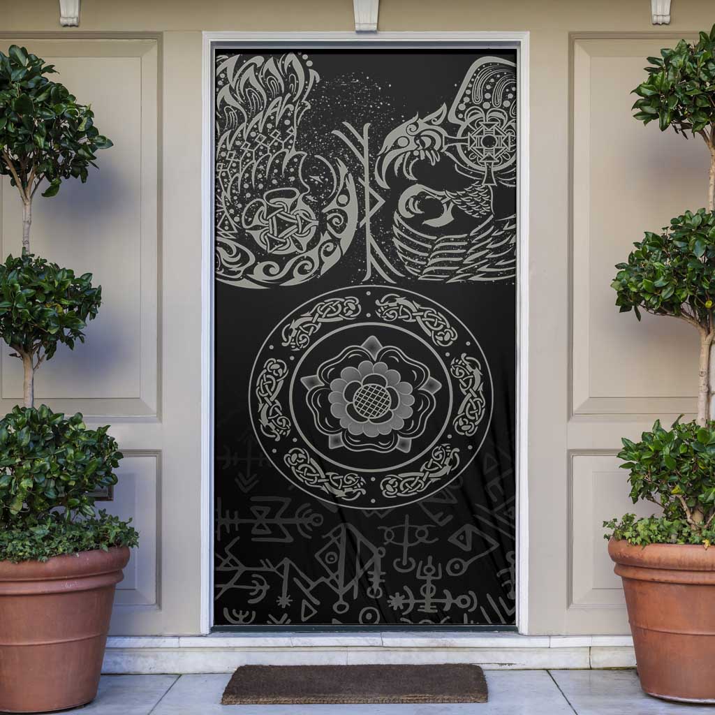 Viking Pride of Yorkshire Door Cover Black Odin’s Ravens Nordic - Wonder Print Shop