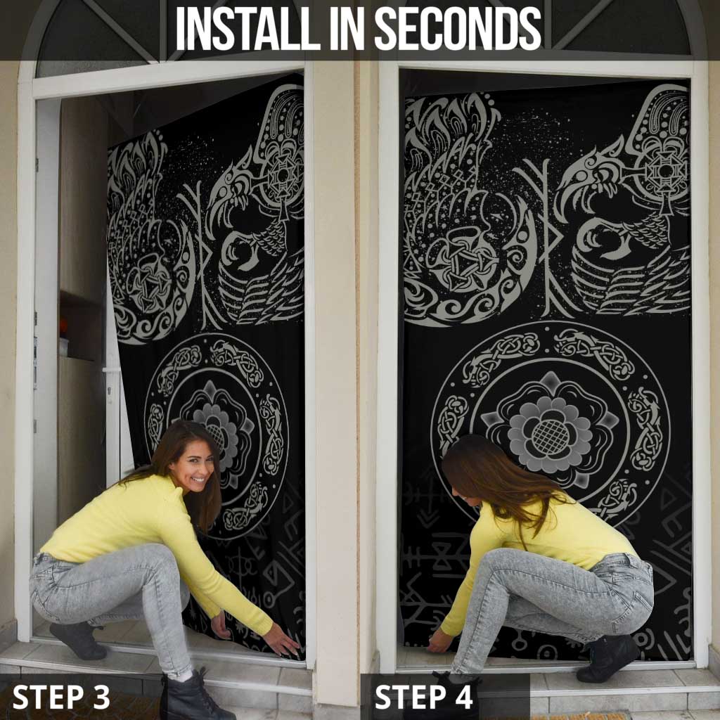 Viking Pride of Yorkshire Door Cover Black Odin’s Ravens Nordic - Wonder Print Shop