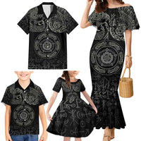Viking Pride of Yorkshire Family Matching Mermaid Dress and Hawaiian Shirt Black Odin’s Ravens Nordic - Wonder Print Shop
