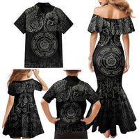 Viking Pride of Yorkshire Family Matching Mermaid Dress and Hawaiian Shirt Black Odin’s Ravens Nordic - Wonder Print Shop