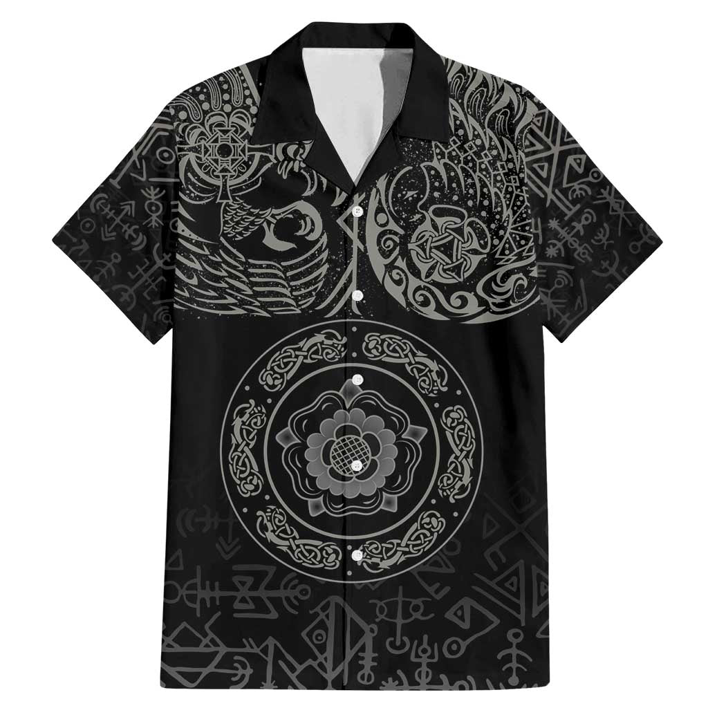 Viking Pride of Yorkshire Family Matching Mermaid Dress and Hawaiian Shirt Black Odin’s Ravens Nordic - Wonder Print Shop
