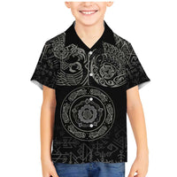 Viking Pride of Yorkshire Family Matching Mermaid Dress and Hawaiian Shirt Black Odin’s Ravens Nordic - Wonder Print Shop
