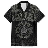 Viking Pride of Yorkshire Family Matching Off The Shoulder Long Sleeve Dress and Hawaiian Shirt Black Odin’s Ravens Nordic - Wonder Print Shop