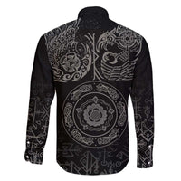 Viking Pride of Yorkshire Family Matching Off The Shoulder Long Sleeve Dress and Hawaiian Shirt Black Odin’s Ravens Nordic - Wonder Print Shop
