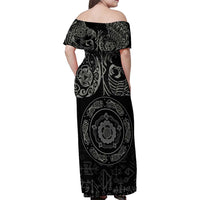 Viking Pride of Yorkshire Family Matching Off Shoulder Maxi Dress and Hawaiian Shirt Black Odin’s Ravens Nordic - Wonder Print Shop