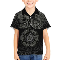 Viking Pride of Yorkshire Family Matching Off Shoulder Maxi Dress and Hawaiian Shirt Black Odin’s Ravens Nordic - Wonder Print Shop