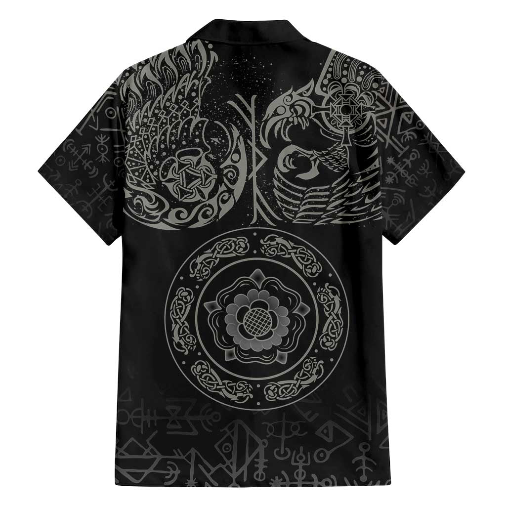 Viking Pride of Yorkshire Family Matching Puletasi and Hawaiian Shirt Black Odin’s Ravens Nordic - Wonder Print Shop