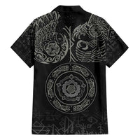 Viking Pride of Yorkshire Family Matching Short Sleeve Bodycon Dress and Hawaiian Shirt Black Odin’s Ravens Nordic - Wonder Print Shop