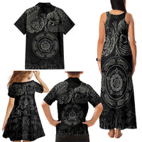 Viking Pride of Yorkshire Family Matching Tank Maxi Dress and Hawaiian Shirt Black Odin’s Ravens Nordic - Wonder Print Shop