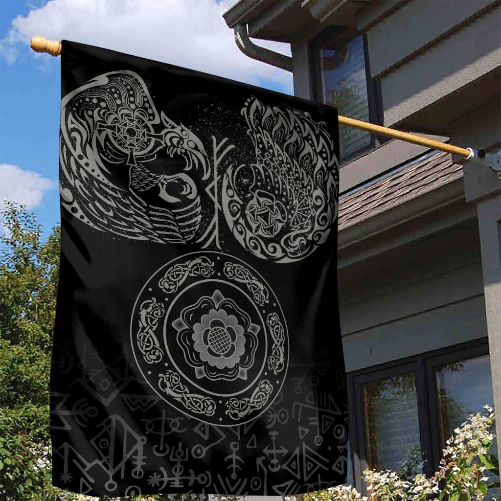 Viking Pride of Yorkshire Garden Flag Black Odin’s Ravens Nordic - Wonder Print Shop