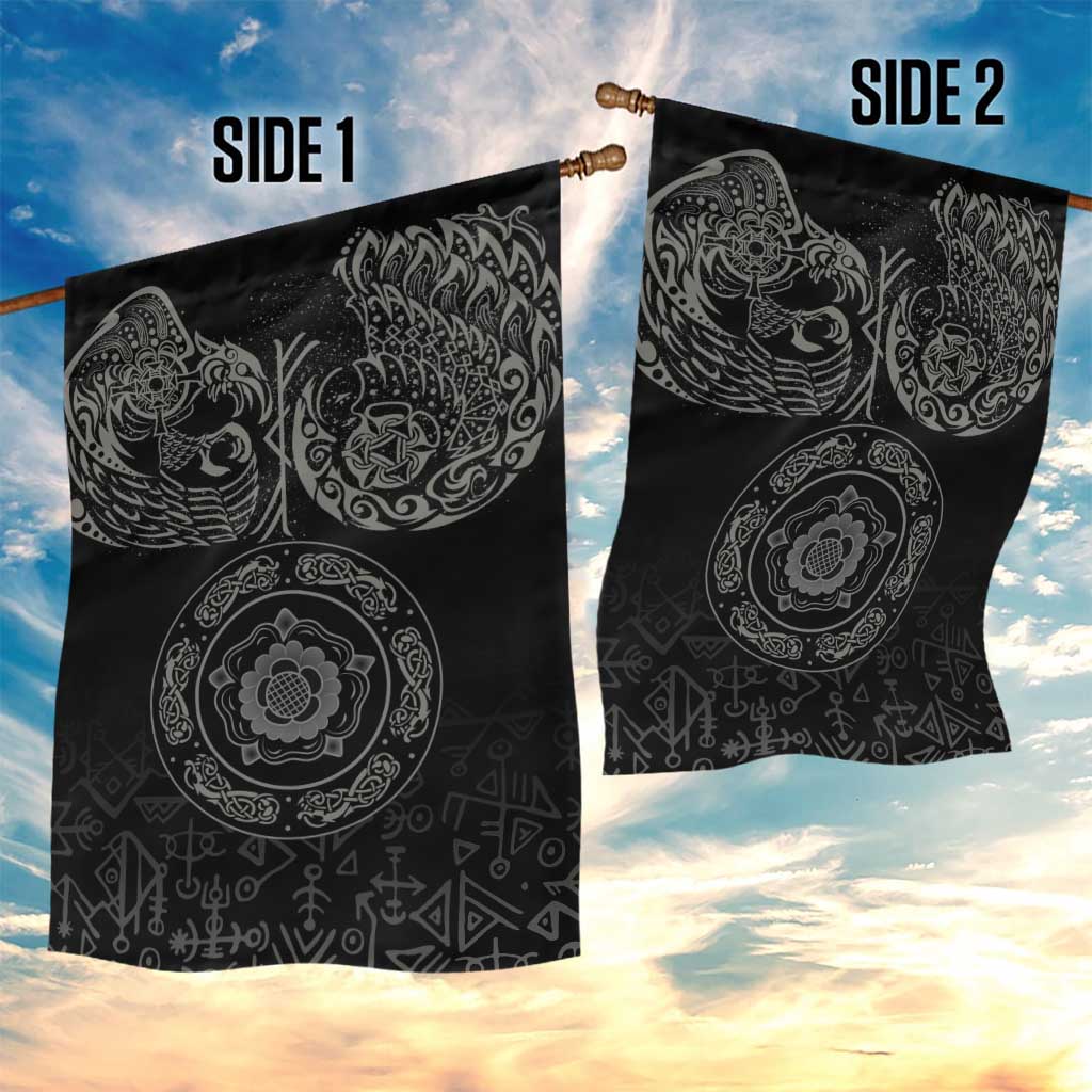 Viking Pride of Yorkshire Garden Flag Black Odin’s Ravens Nordic - Wonder Print Shop