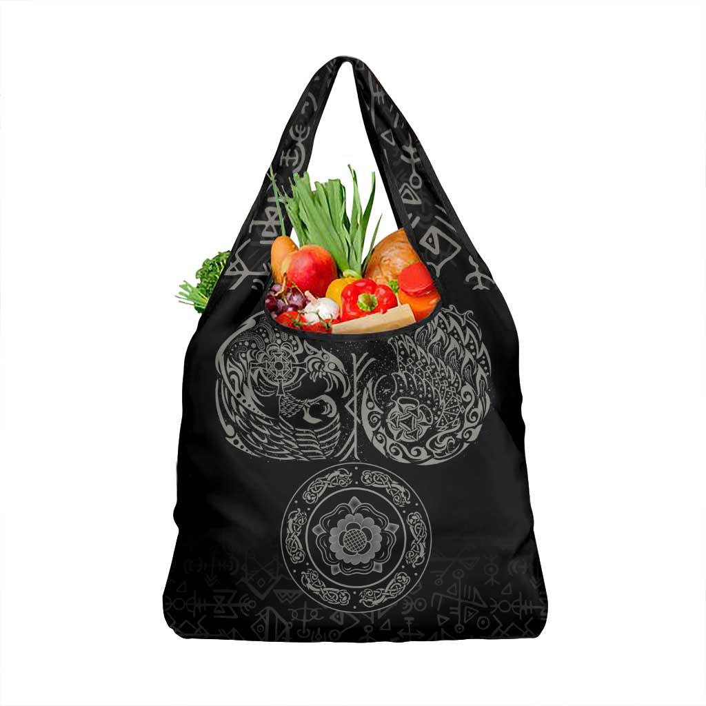 Viking Pride of Yorkshire Grocery Bag Black Odin’s Ravens Nordic - Wonder Print Shop