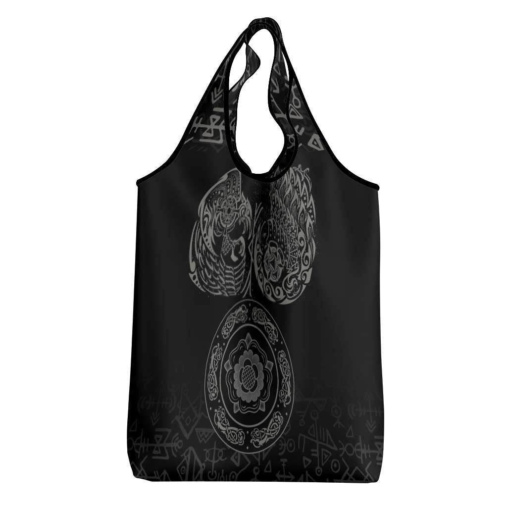 Viking Pride of Yorkshire Grocery Bag Black Odin’s Ravens Nordic - Wonder Print Shop