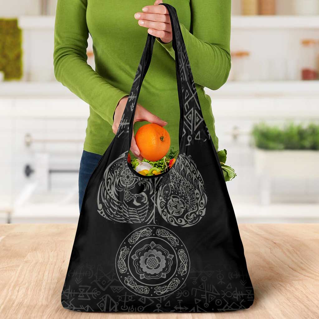 Viking Pride of Yorkshire Grocery Bag Black Odin’s Ravens Nordic - Wonder Print Shop