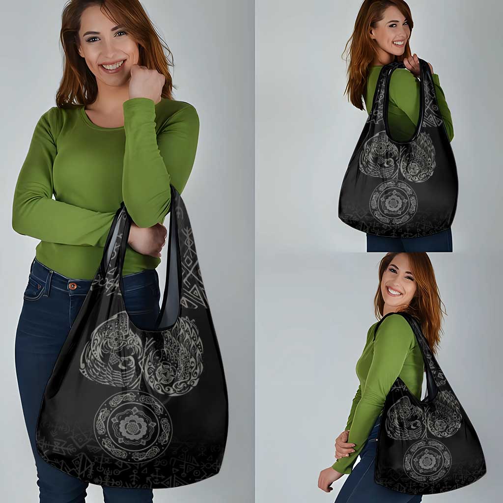 Viking Pride of Yorkshire Grocery Bag Black Odin’s Ravens Nordic - Wonder Print Shop