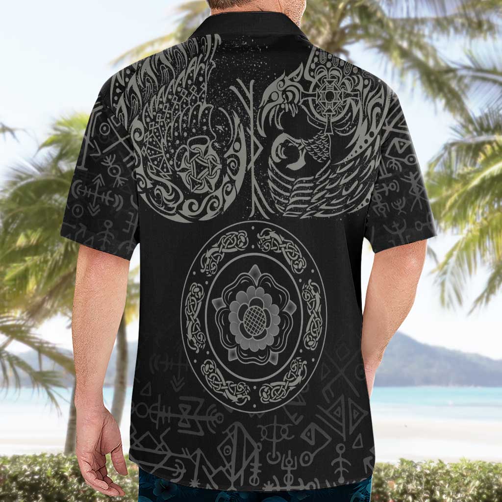 Viking Pride of Yorkshire Hawaiian Shirt Black Odin’s Ravens Nordic - Wonder Print Shop