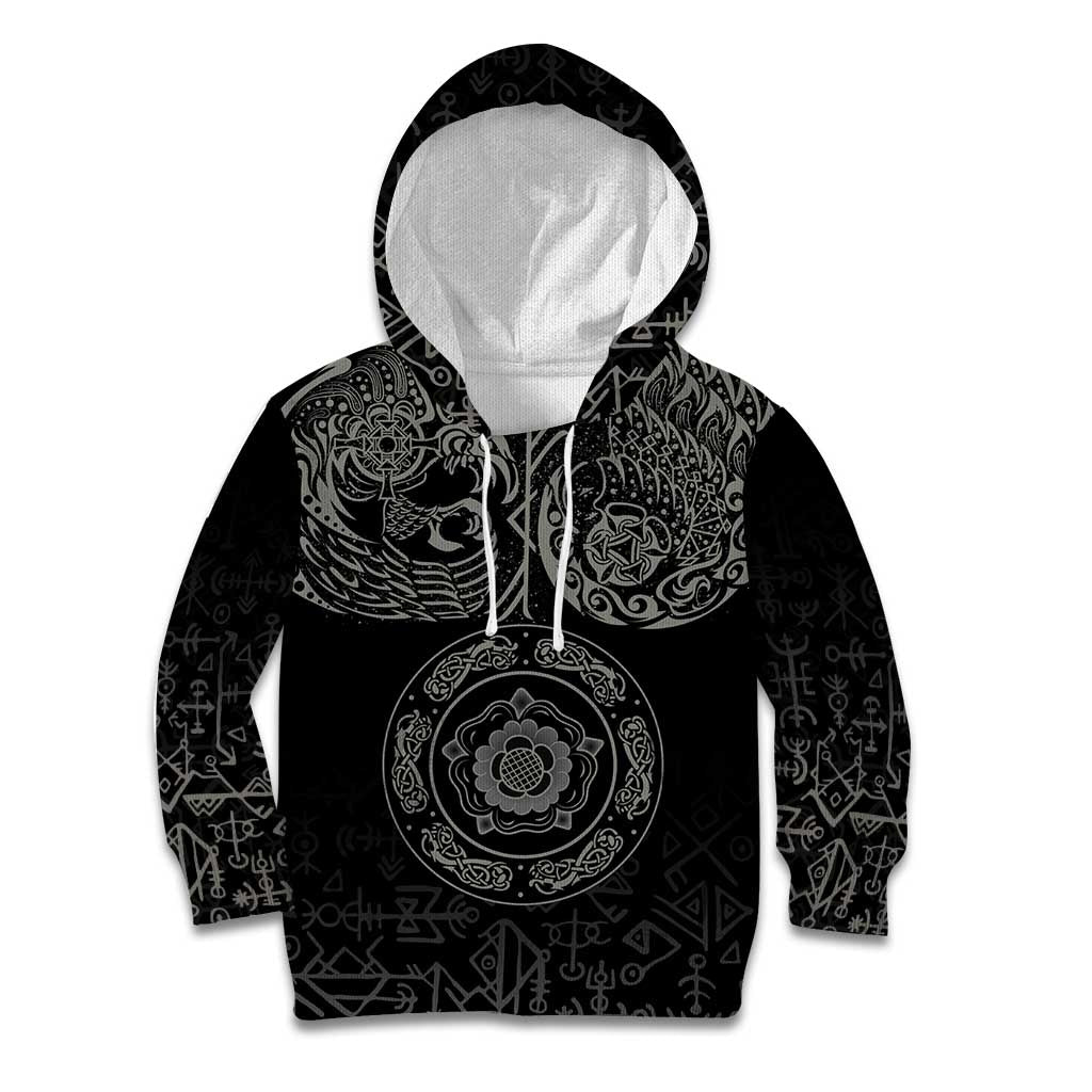 Viking Pride of Yorkshire Kid Hoodie Black Odin’s Ravens Nordic - Wonder Print Shop