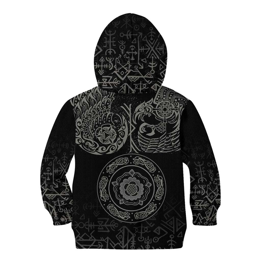 Viking Pride of Yorkshire Kid Hoodie Black Odin’s Ravens Nordic - Wonder Print Shop