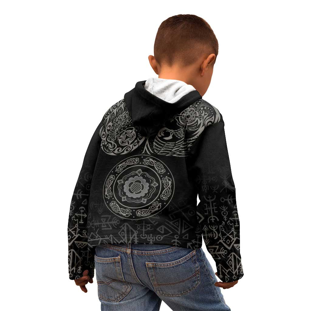 Viking Pride of Yorkshire Kid Hoodie Black Odin’s Ravens Nordic - Wonder Print Shop