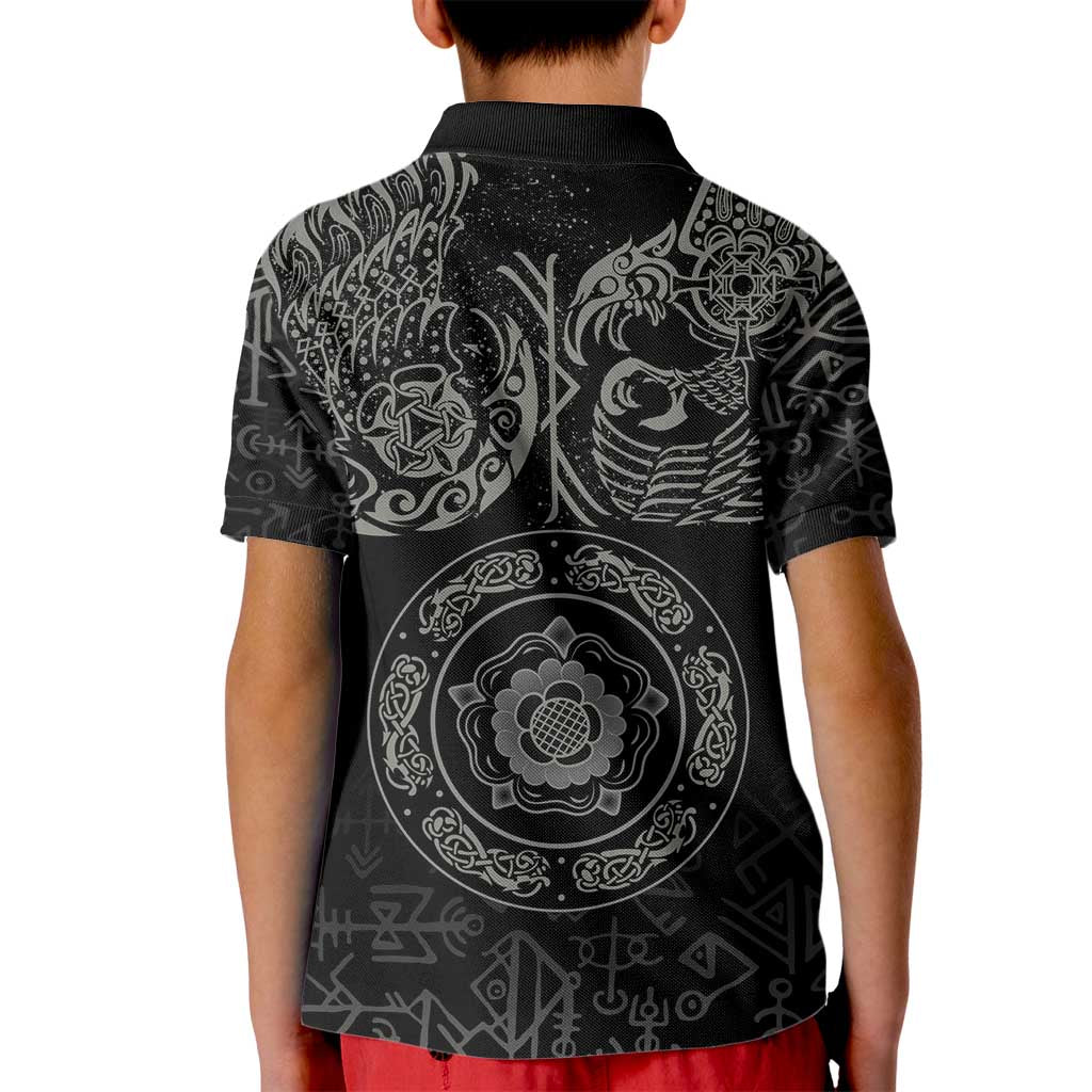 Viking Pride of Yorkshire Kid Polo Shirt Black Odin’s Ravens Nordic - Wonder Print Shop