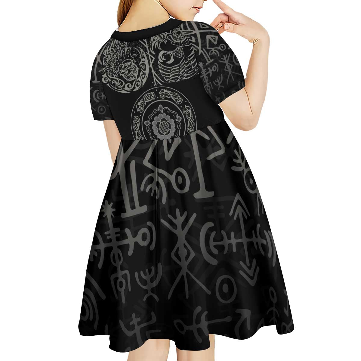 Viking Pride of Yorkshire Kid Short Sleeve Dress Black Odin’s Ravens Nordic - Wonder Print Shop