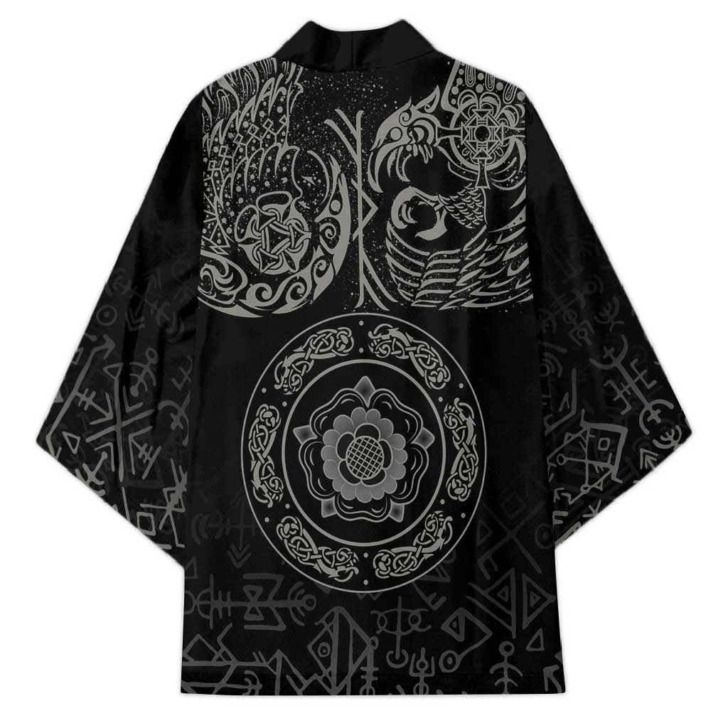 Viking Pride of Yorkshire Kimono Black Odin’s Ravens Nordic - Wonder Print Shop