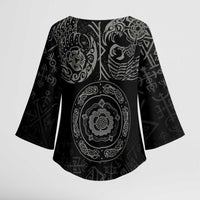 Viking Pride of Yorkshire Kimono Sleeve Blouse Black Odin’s Ravens Nordic - Wonder Print Shop