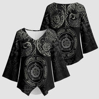 Viking Pride of Yorkshire Kimono Sleeve Blouse Black Odin’s Ravens Nordic - Wonder Print Shop