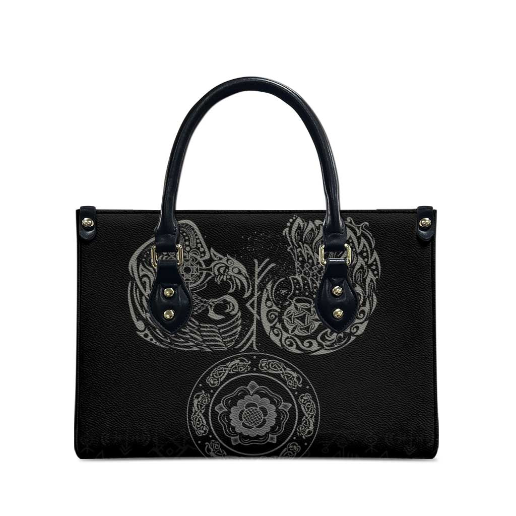Viking Pride of Yorkshire Leather Bag Black Odin’s Ravens Nordic - Wonder Print Shop