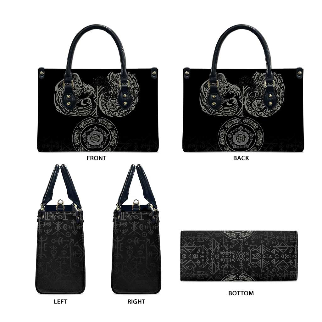 Viking Pride of Yorkshire Leather Bag Black Odin’s Ravens Nordic - Wonder Print Shop