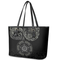 Viking Pride of Yorkshire Leather Tote Bag Black Odin’s Ravens Nordic - Wonder Print Shop