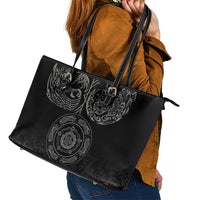 Viking Pride of Yorkshire Leather Tote Bag Black Odin’s Ravens Nordic - Wonder Print Shop