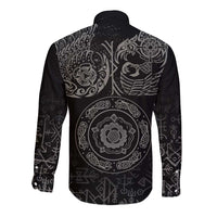 Viking Pride of Yorkshire Long Sleeve Button Shirt Black Odin’s Ravens Nordic - Wonder Print Shop