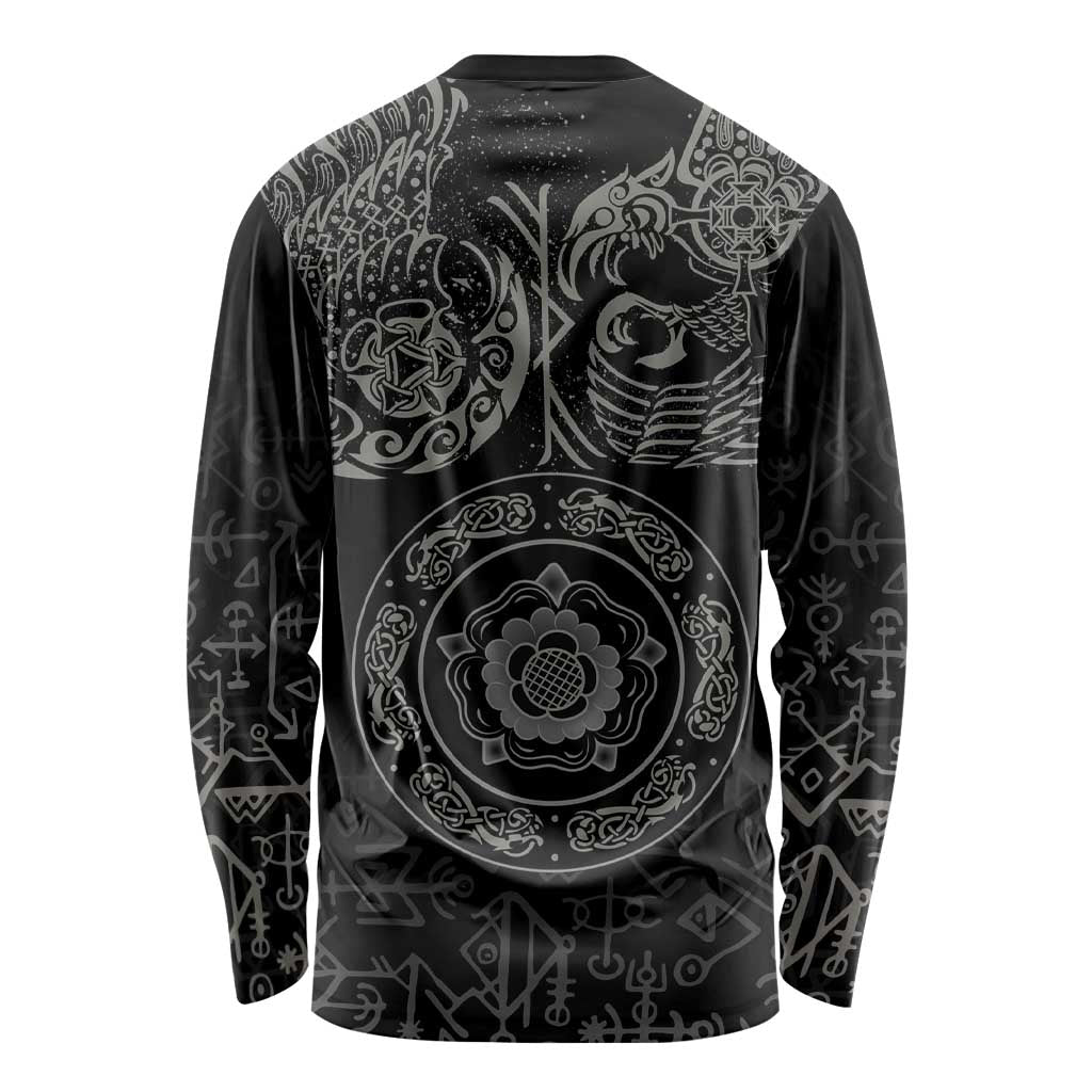 Viking Pride of Yorkshire Long Sleeve Shirt Black Odin’s Ravens Nordic - Wonder Print Shop