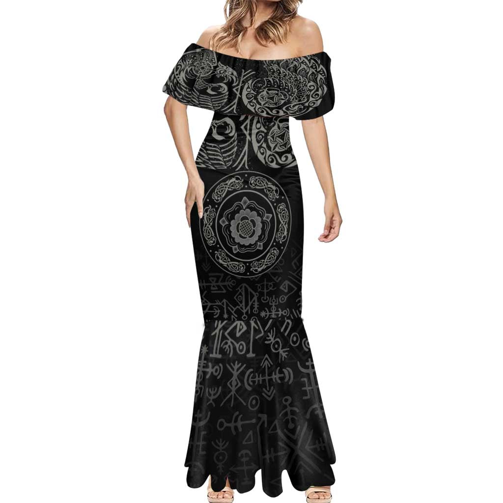 Viking Pride of Yorkshire Mermaid Dress Black Odin’s Ravens Nordic - Wonder Print Shop