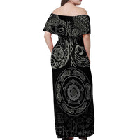 Viking Pride of Yorkshire Off Shoulder Maxi Dress Black Odin’s Ravens Nordic - Wonder Print Shop