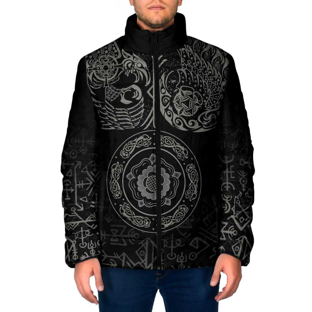 Viking Pride of Yorkshire Padded Jacket Black Odin’s Ravens Nordic - Wonder Print Shop