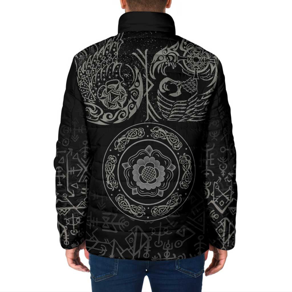 Viking Pride of Yorkshire Padded Jacket Black Odin’s Ravens Nordic - Wonder Print Shop