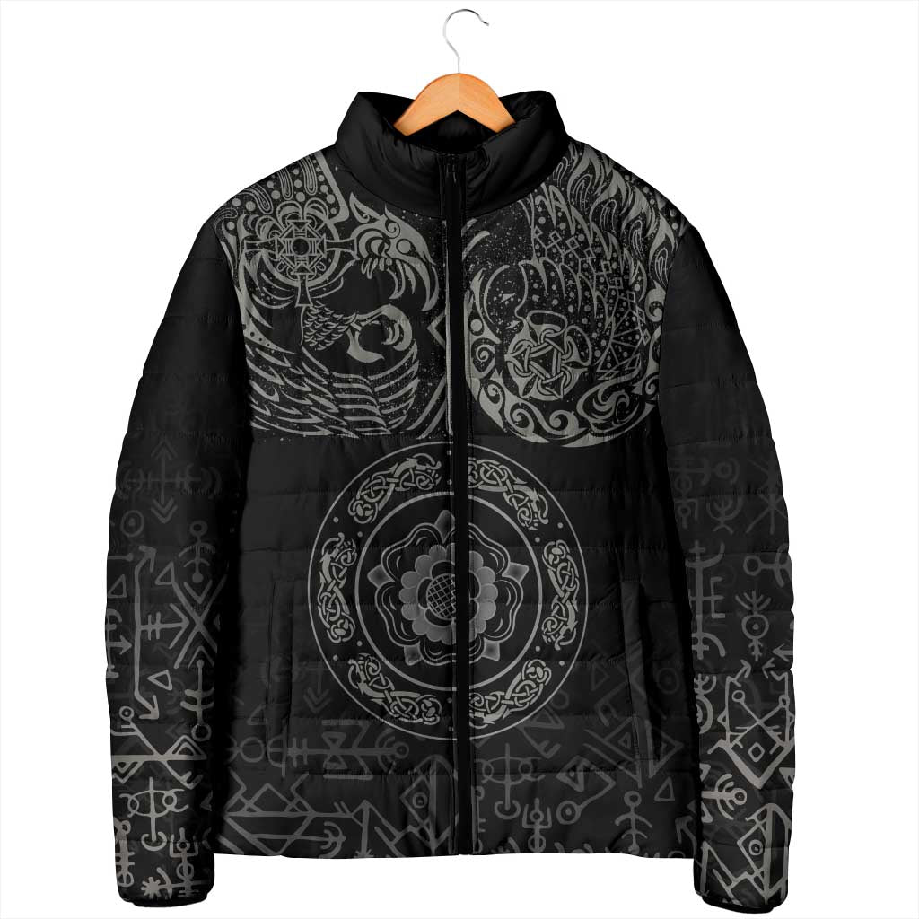 Viking Pride of Yorkshire Padded Jacket Black Odin’s Ravens Nordic - Wonder Print Shop