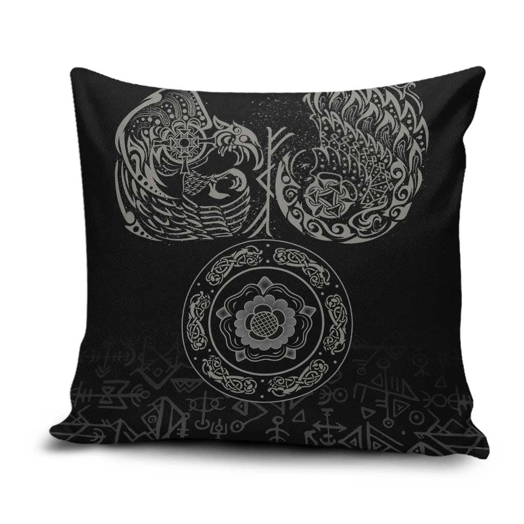 Viking Pride of Yorkshire Pillow Cover Black Odin’s Ravens Nordic - Wonder Print Shop
