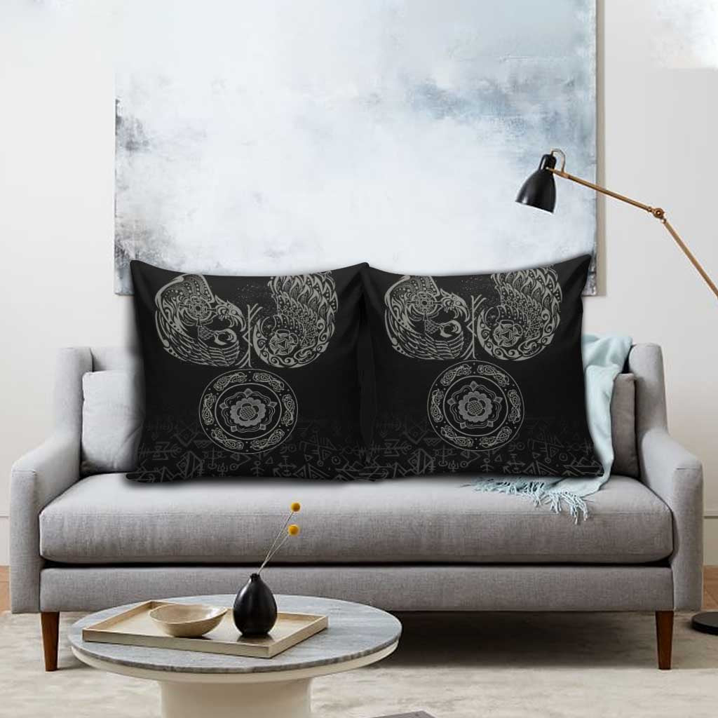 Viking Pride of Yorkshire Pillow Cover Black Odin’s Ravens Nordic - Wonder Print Shop
