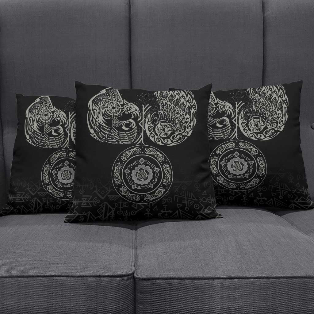 Viking Pride of Yorkshire Pillow Cover Black Odin’s Ravens Nordic - Wonder Print Shop