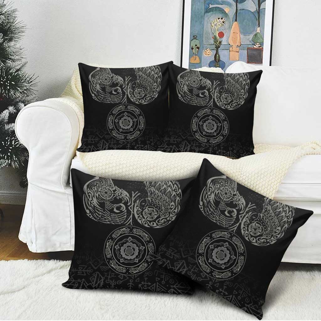 Viking Pride of Yorkshire Pillow Cover Black Odin’s Ravens Nordic - Wonder Print Shop