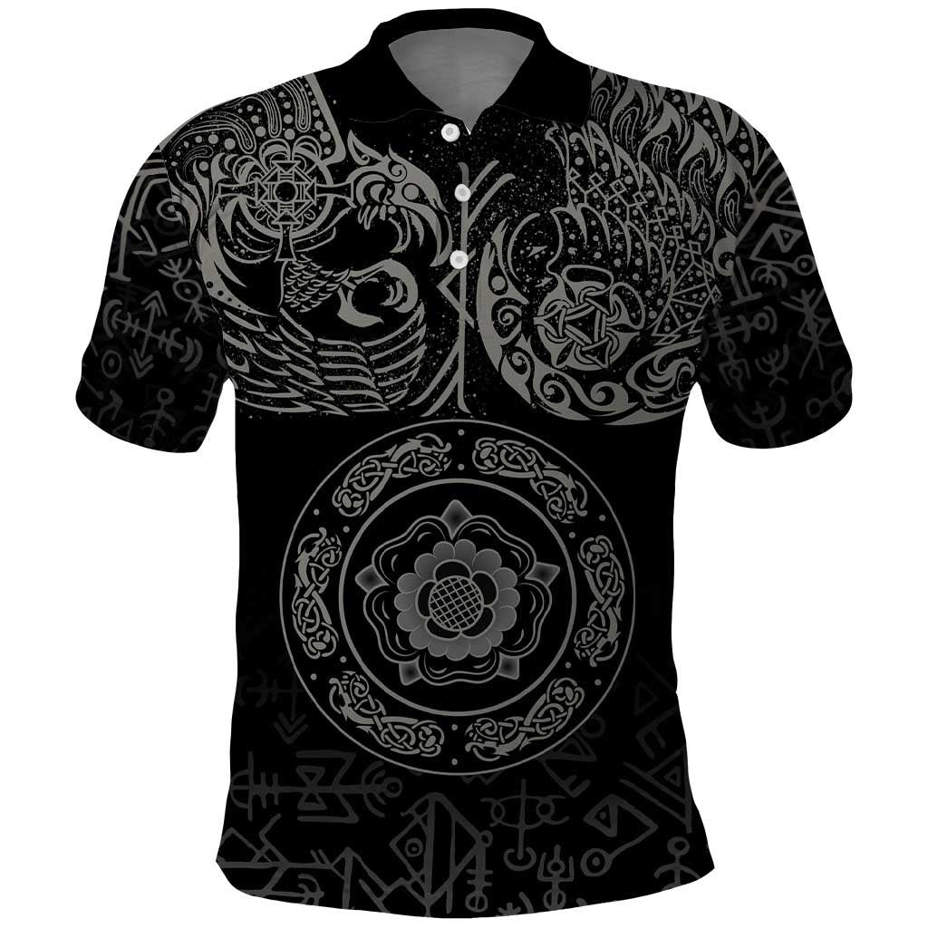 Viking Pride of Yorkshire Polo Shirt Black Odin’s Ravens Nordic - Wonder Print Shop
