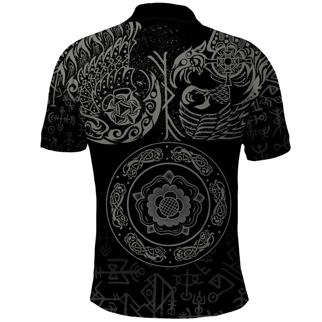 Viking Pride of Yorkshire Polo Shirt Black Odin’s Ravens Nordic - Wonder Print Shop