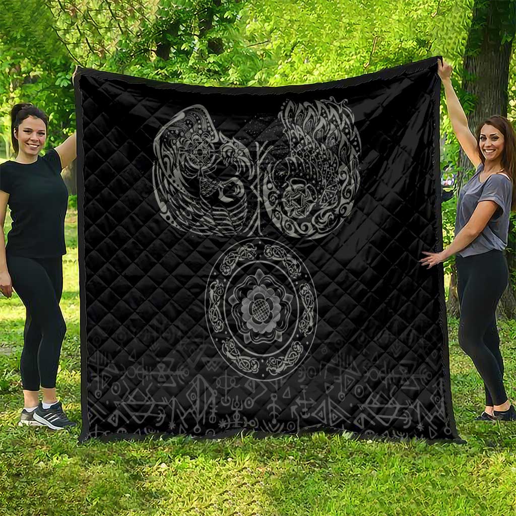 Viking Pride of Yorkshire Quilt Black Odin’s Ravens Nordic - Wonder Print Shop