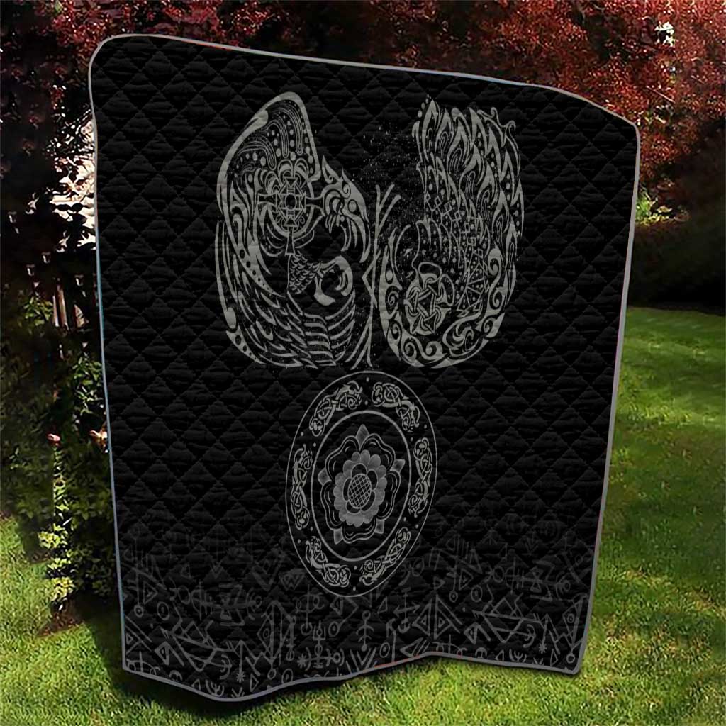 Viking Pride of Yorkshire Quilt Black Odin’s Ravens Nordic - Wonder Print Shop