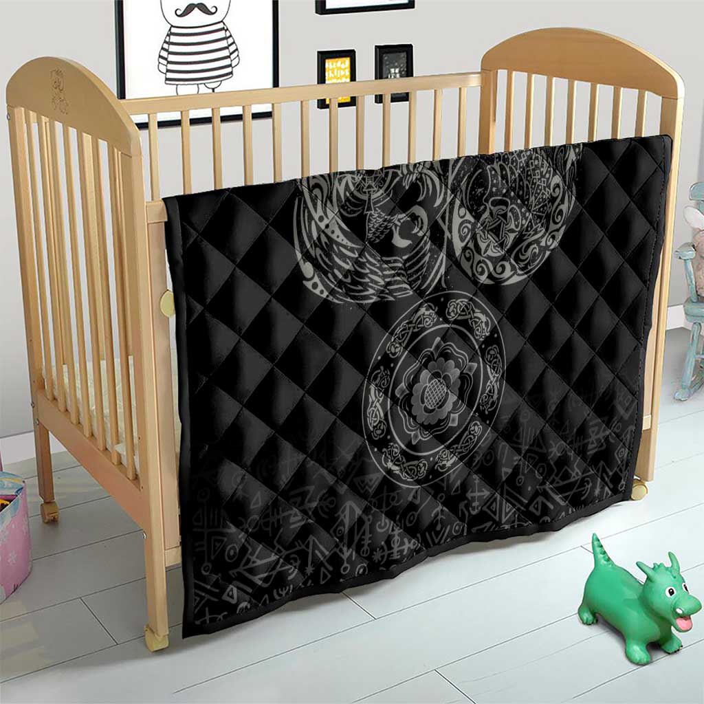 Viking Pride of Yorkshire Quilt Black Odin’s Ravens Nordic - Wonder Print Shop